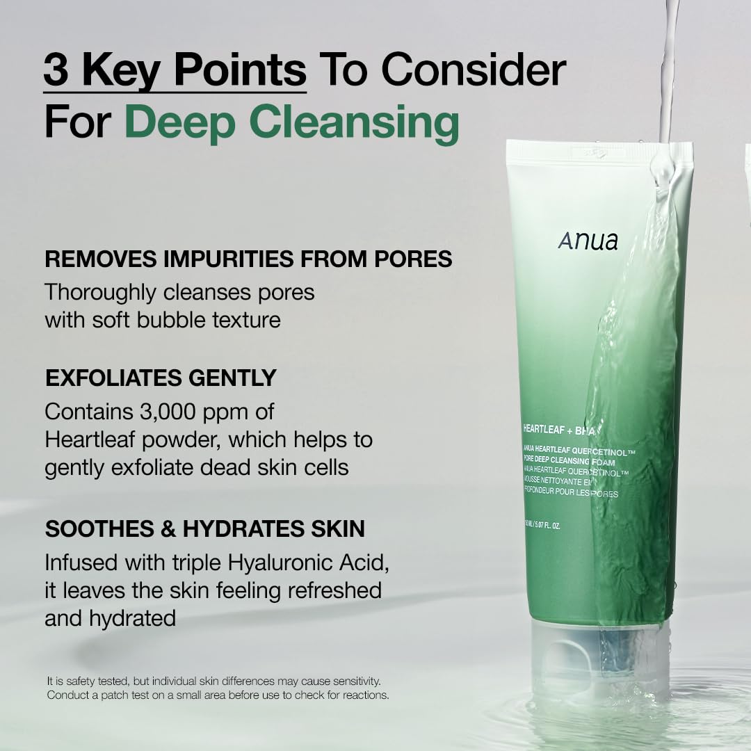 Anua Heartleaf + BHA Cleansing Foam | Deep Pore Cleanser for Sensitive Skin