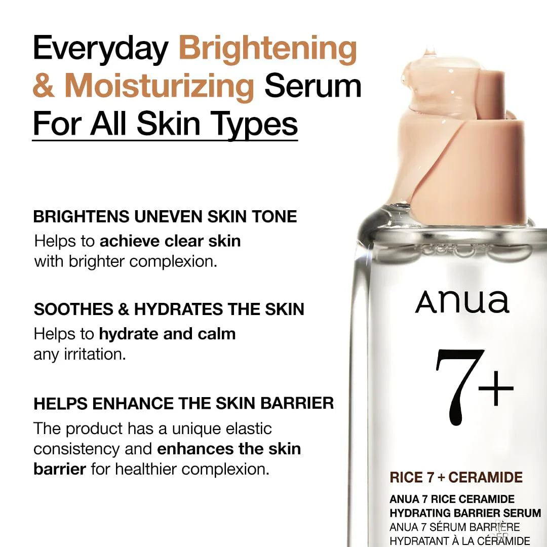 Anua 7 Rice Ceramide Hydrating Barrier Serum 50ml – Moisture Boost & Skin Barrier Repair