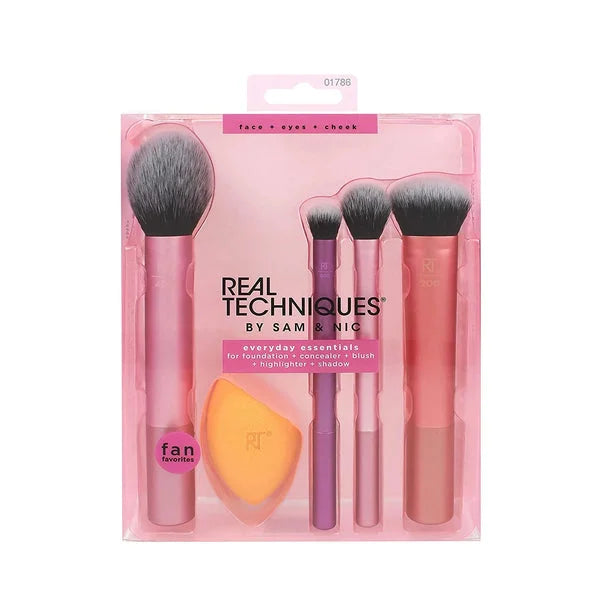 Real Techniques Everyday Essentials 5-Piece Makeup Brush Set | Face + Eyes