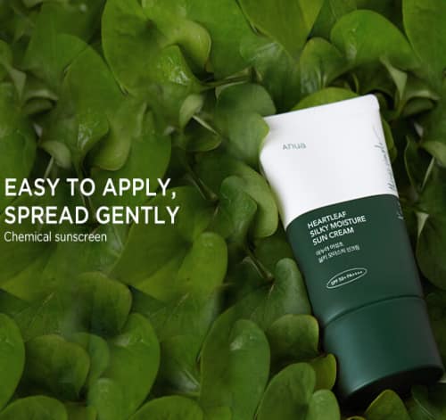 Anua Heartleaf Silky Moisture Sun Cream SPF50+ PA++++ – 50mL + 10mL Special Set | Soothing & Hydrating UV Protection for Sensitive Skin