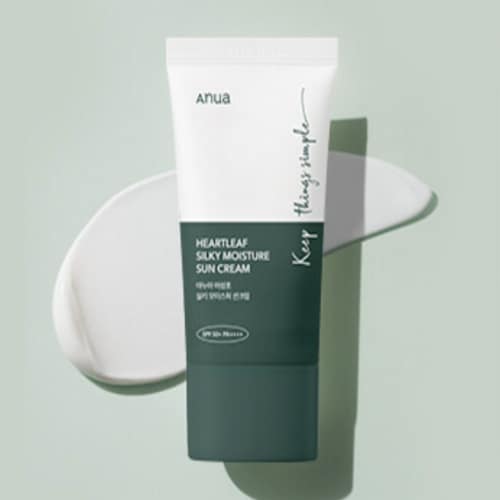 Anua Heartleaf Silky Moisture Sun Cream SPF50+ PA++++ – 50mL + 10mL Special Set | Soothing & Hydrating UV Protection for Sensitive Skin
