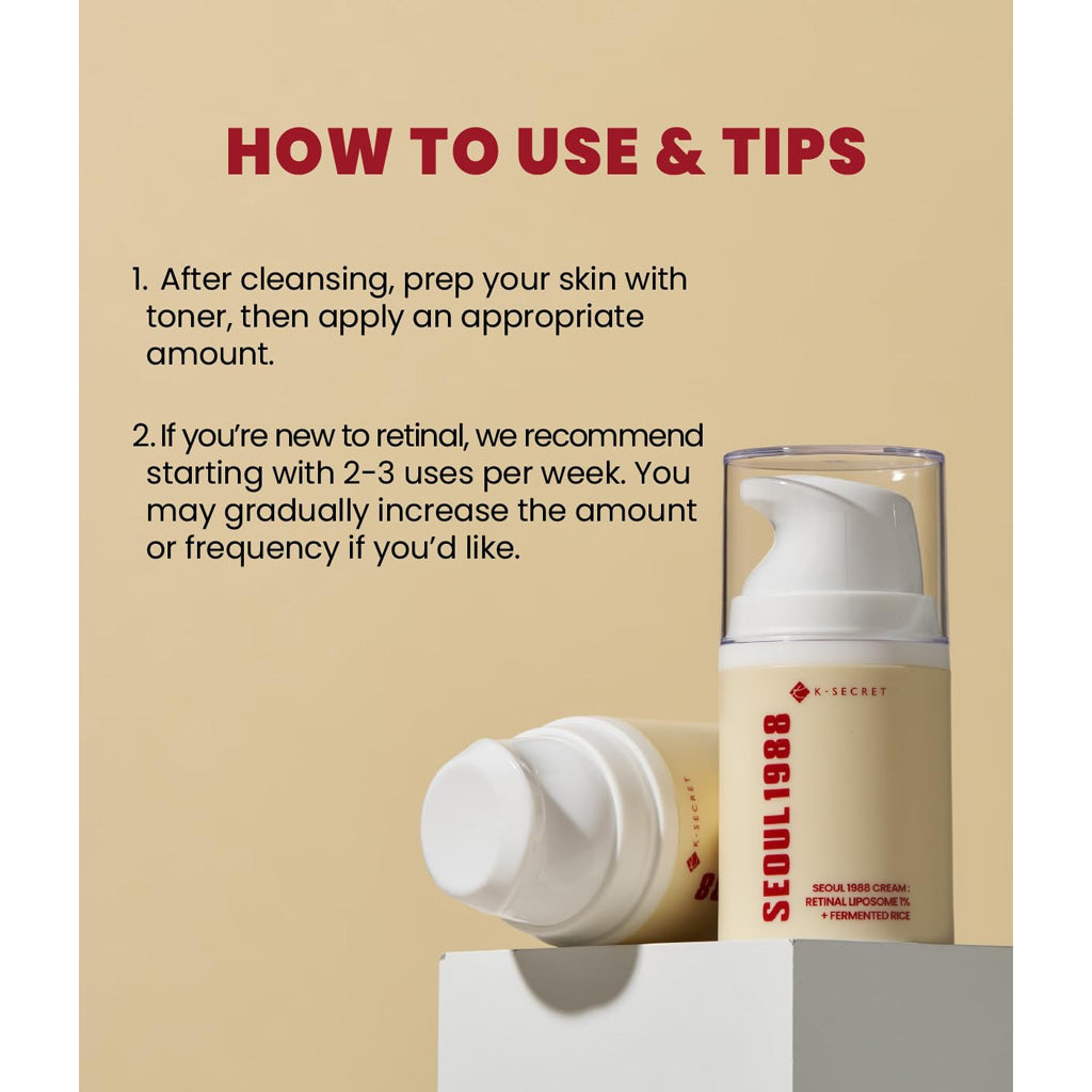 K-Secret Seoul 1988 Cream | Retinal Liposome 1% + Fermented Rice – 50ml Anti-Aging Moisturizer