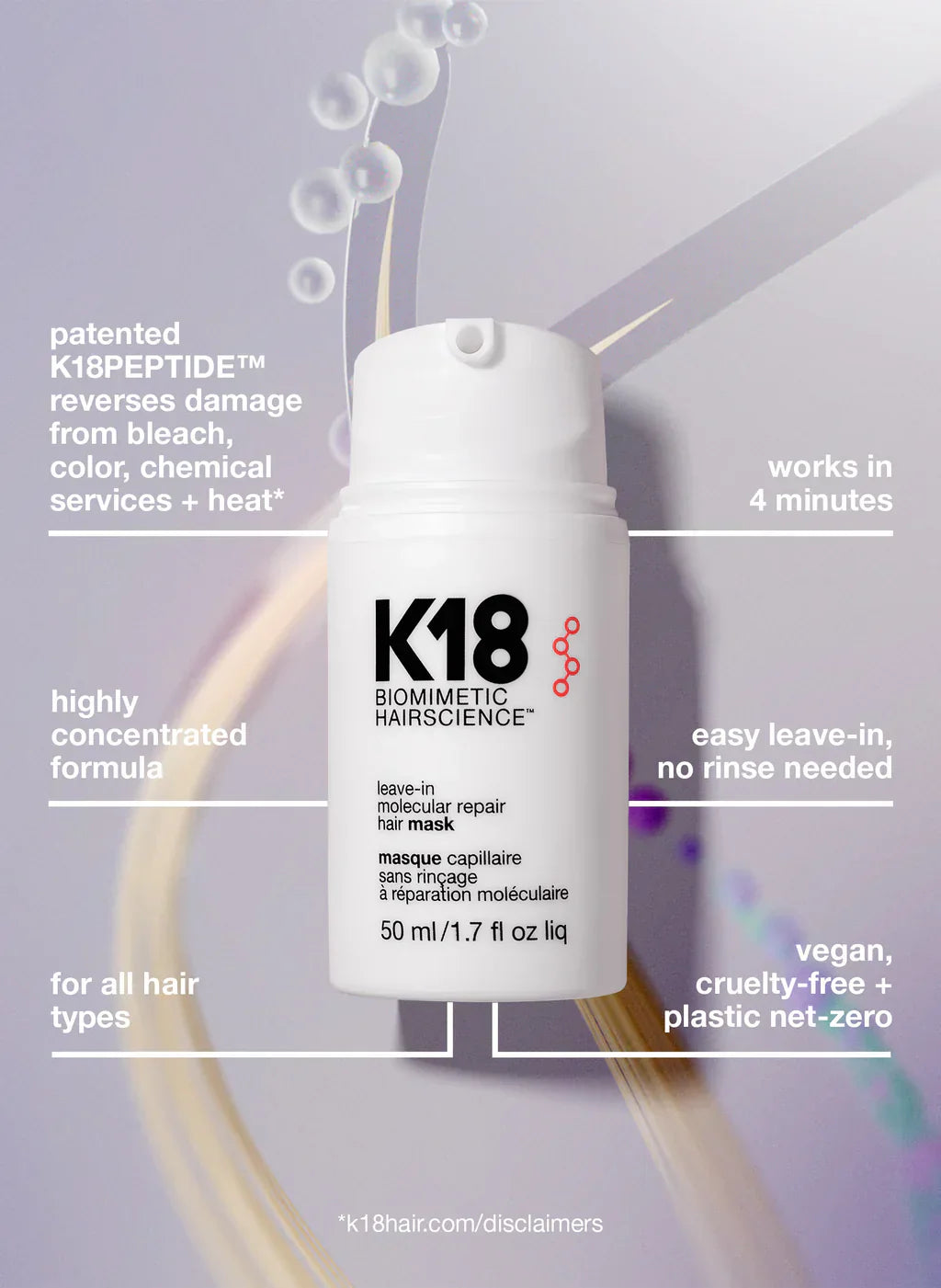 K18 Leave-In Molecular Repair Hair Mask 50ML – Strengthen & Repair Hair