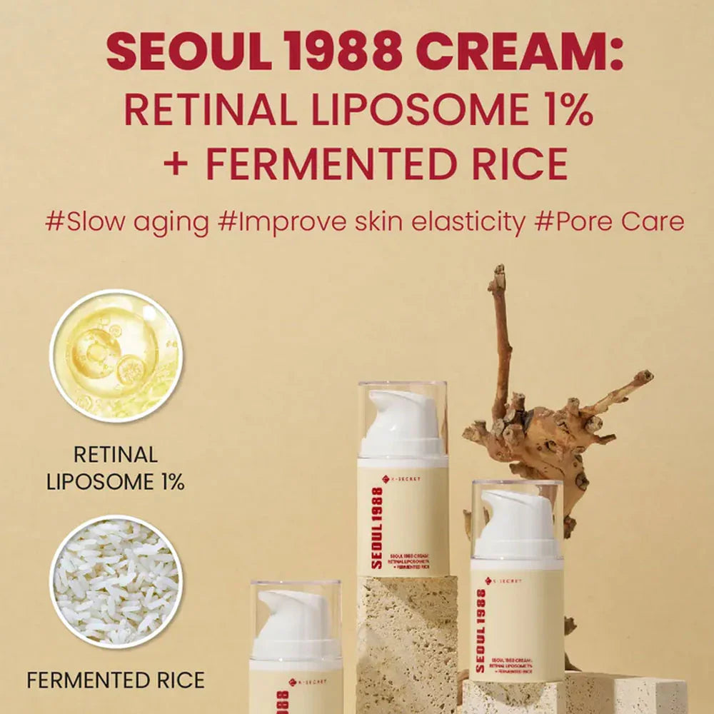 K-Secret Seoul 1988 Cream | Retinal Liposome 1% + Fermented Rice – 50ml Anti-Aging Moisturizer