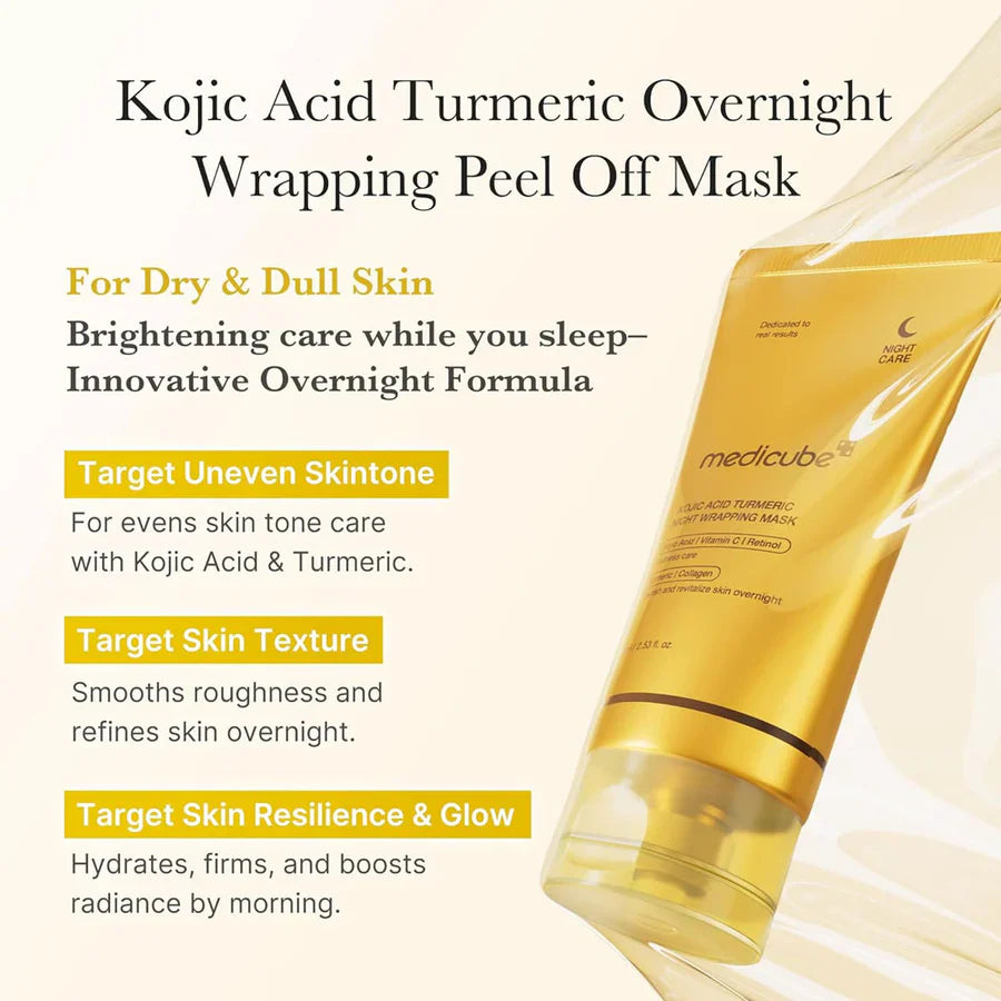 Medicube Kojic Acid Turmeric Night Wrapping Mask – 75ml | Brightening & Hydrating Overnight Treatment