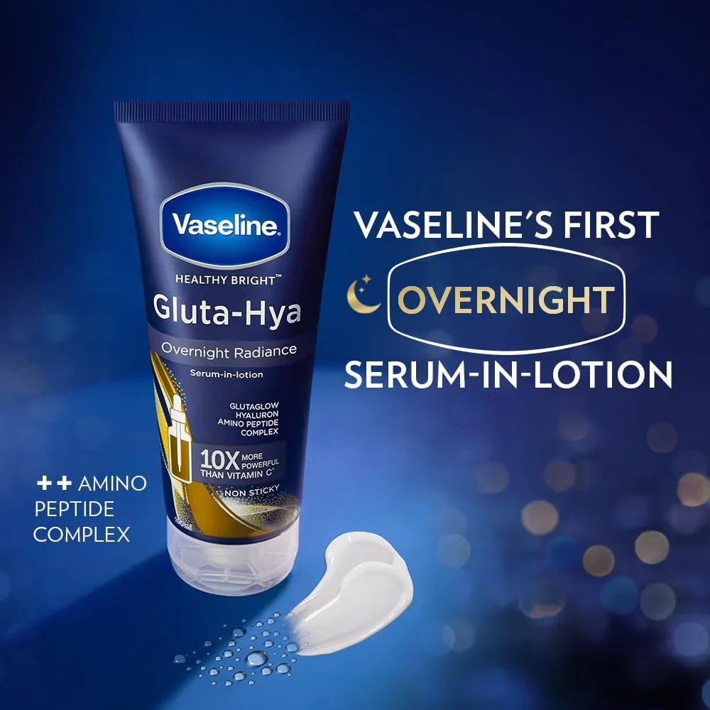 Vaseline Gluta-Hya Serum Burst Lotion Over Night Radiance Repair 300ml | Deep Brightening & Hydrating Body Lotion